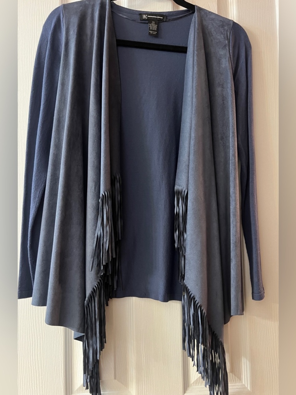 INC International Concepts Blue Fringe Draped Cardigan